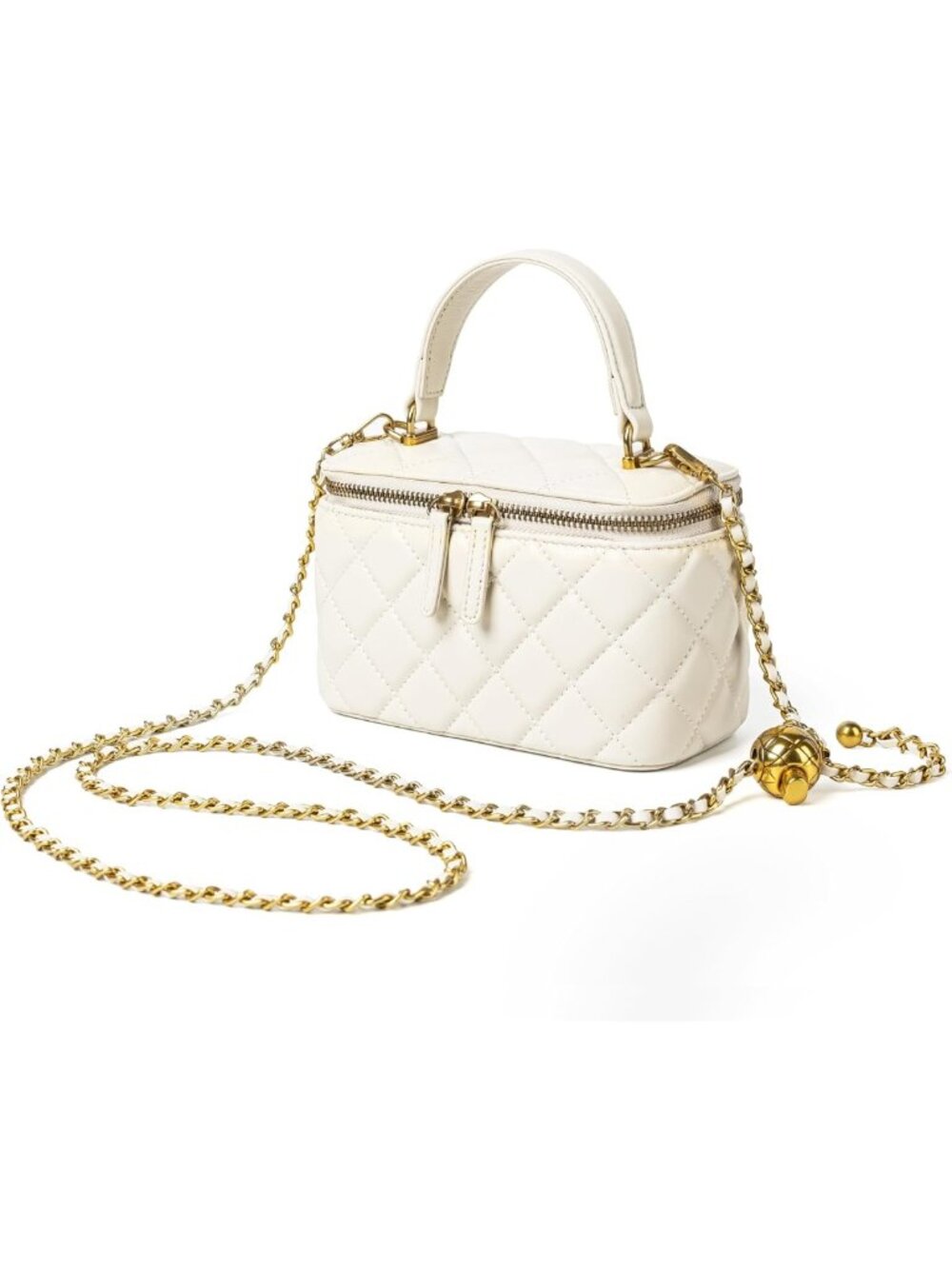 Small Quilted Box Crossbody Purse for Women | Lambskin Leather Mini Tote Bag